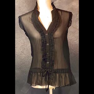Black sheer retro blouse